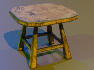 a wooden chair with scuffs and abrasions 3D Model