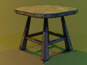 a wooden chair with scuffs and abrasions 3D Model