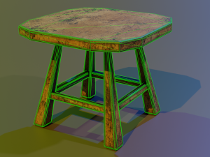 a wooden chair with scuffs and abrasions Modello 3D
