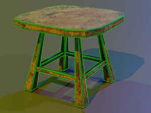 a wooden chair with scuffs and abrasions 3D Model