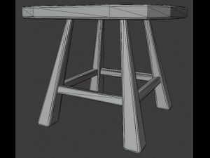 a wooden chair with scuffs and abrasions Modello 3D