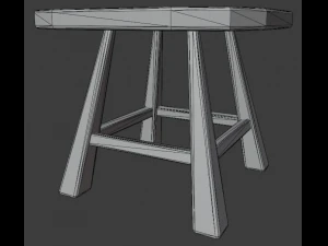 a wooden chair with scuffs and abrasions 3D Model