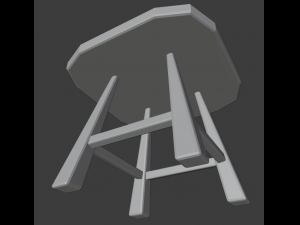 a wooden chair with scuffs and abrasions Modello 3D