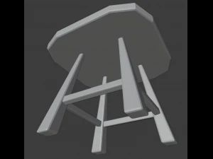 a wooden chair with scuffs and abrasions 3D Model