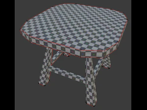 a wooden chair with scuffs and abrasions 3D Model