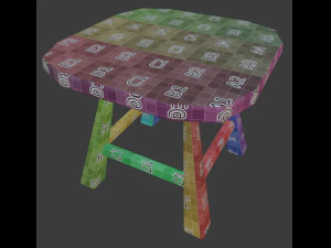 a wooden chair with scuffs and abrasions 3D Model