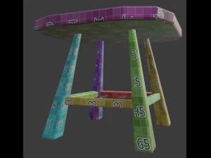 a wooden chair with scuffs and abrasions 3D Model