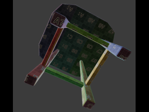 a wooden chair with scuffs and abrasions Modello 3D