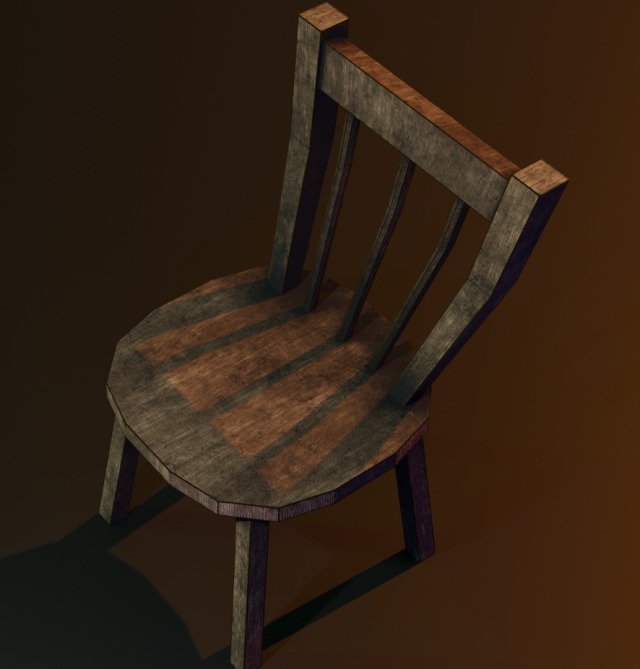 a wooden chair with scuffs and abrasions 3Dモデル .c4d .max .obj .3ds .fbx .stl .blend 