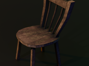 a wooden chair with scuffs and abrasions 3Dモデル