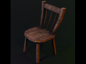 a wooden chair with scuffs and abrasions 3Dモデル