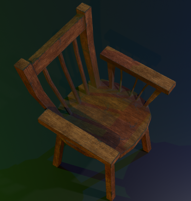 a wooden chair with scuffs and abrasions 3D Model .c4d .max .obj .3ds .fbx .stl .blend 