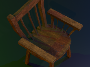a wooden chair with scuffs and abrasions 3D Model