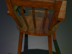 a wooden chair with scuffs and abrasions 3D Model