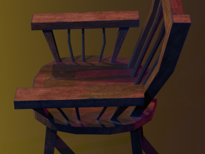 a wooden chair with scuffs and abrasions 3D Model