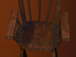a wooden chair with scuffs and abrasions 3D Model