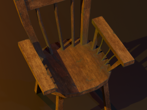 a wooden chair with scuffs and abrasions 3D Model