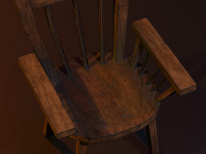 a wooden chair with scuffs and abrasions 3D Model