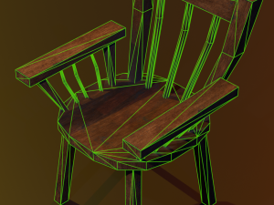 a wooden chair with scuffs and abrasions 3D Model