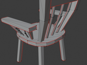 a wooden chair with scuffs and abrasions 3D Model