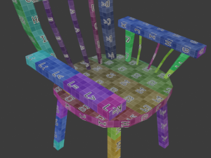 a wooden chair with scuffs and abrasions 3D Model