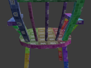 a wooden chair with scuffs and abrasions 3D Model