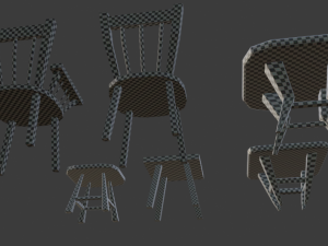 a set of wooden chairs with scuffs and abrasions Modelo 3D