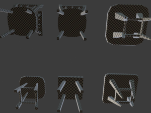 a set of wooden chairs with scuffs and abrasions Modelo 3D