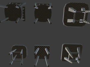 a set of wooden chairs with scuffs and abrasions 3D Model