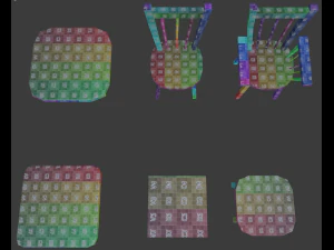 a set of wooden chairs with scuffs and abrasions 3D Model