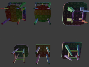 a set of wooden chairs with scuffs and abrasions Modelo 3D
