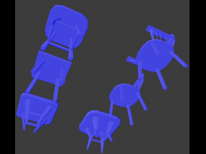 a set of wooden chairs with scuffs and abrasions Modelo 3D