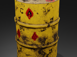 metal barrel with elements of dirt rust and stickers 3D Model