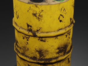 metal barrel with elements of dirt rust and stickers 3D Model