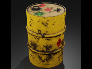 metal barrel with elements of dirt rust and stickers 3D 모델