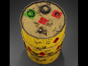 metal barrel with elements of dirt rust and stickers 3D 모델