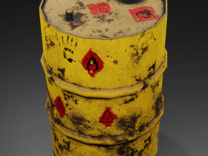 metal barrel with elements of dirt rust and stickers 3D Model