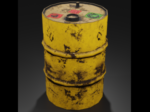 metal barrel with elements of dirt rust and stickers 3D 모델