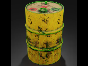 metal barrel with elements of dirt rust and stickers 3D Model