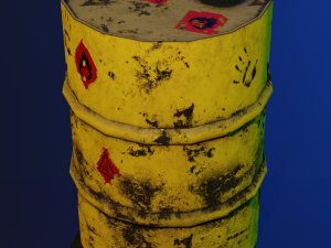 metal barrel with elements of dirt rust and stickers 3D 모델