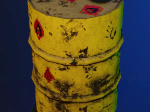 metal barrel with elements of dirt rust and stickers 3D Model