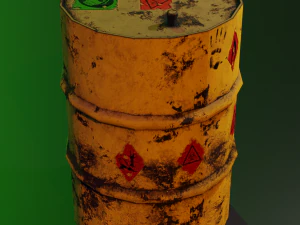 metal barrel with elements of dirt rust and stickers 3D Model