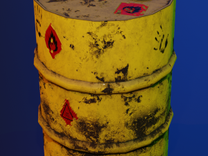 metal barrel with elements of dirt rust and stickers 3D 모델