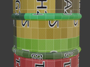 metal barrel with elements of dirt rust and stickers 3D Model