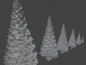 set of realistic fir trees 3D Model