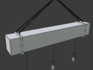 wooden chandelier with forging elements and incandescent lamps 3D-Modell