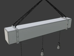 wooden chandelier with forging elements and incandescent lamps 3D Model