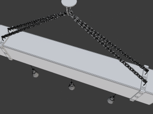 wooden chandelier with forging elements and incandescent lamps 3D-Modell