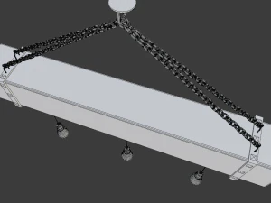 wooden chandelier with forging elements and incandescent lamps 3D Model