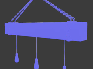 wooden chandelier with forging elements and incandescent lamps 3D Model